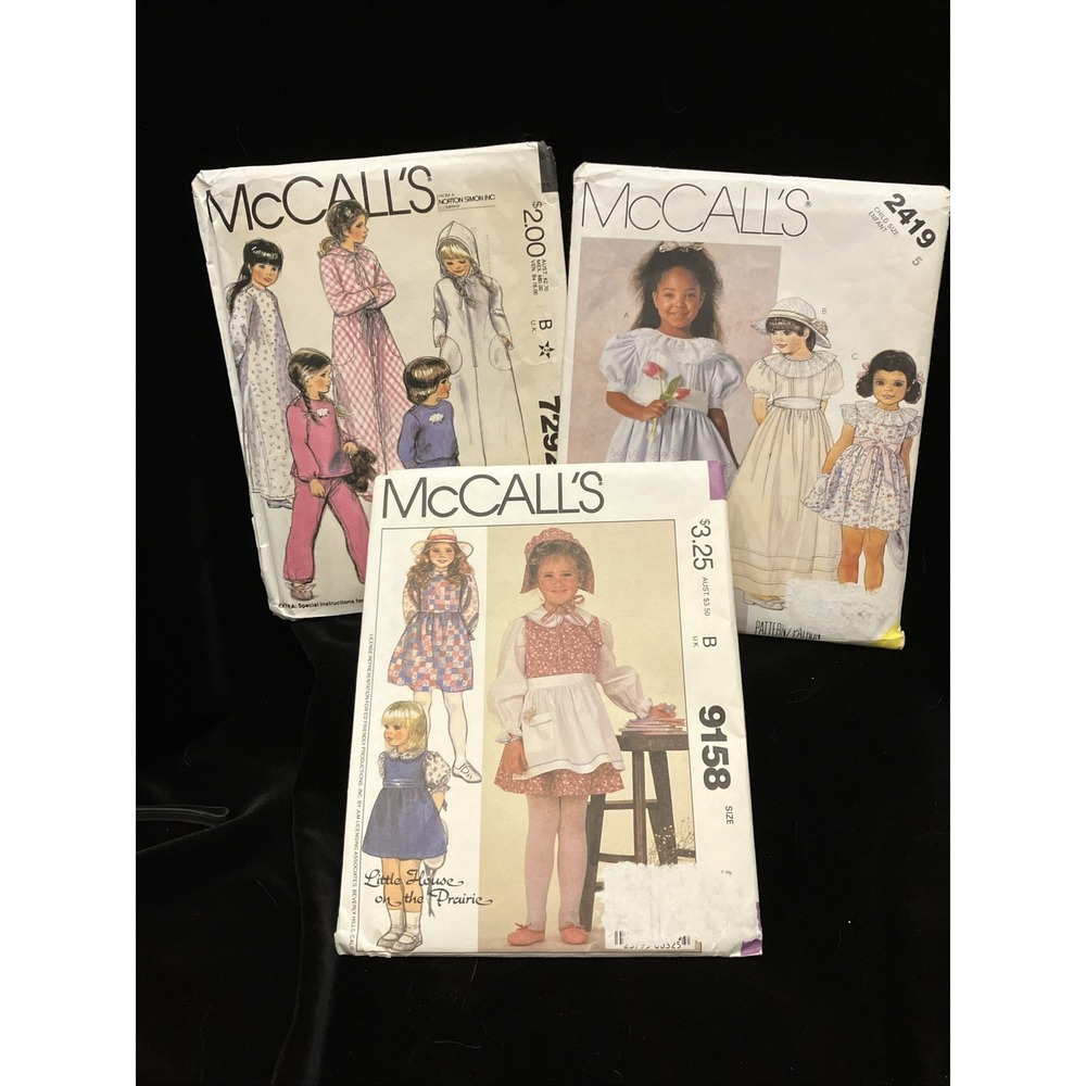 McCalls Girls Sewing Patterns Dress Bonnet Sleep Modest 2419 7292 9158